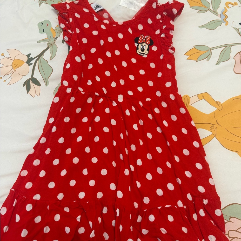 Disney Girls Red and White Polka Dot Minnie Mouse Dress